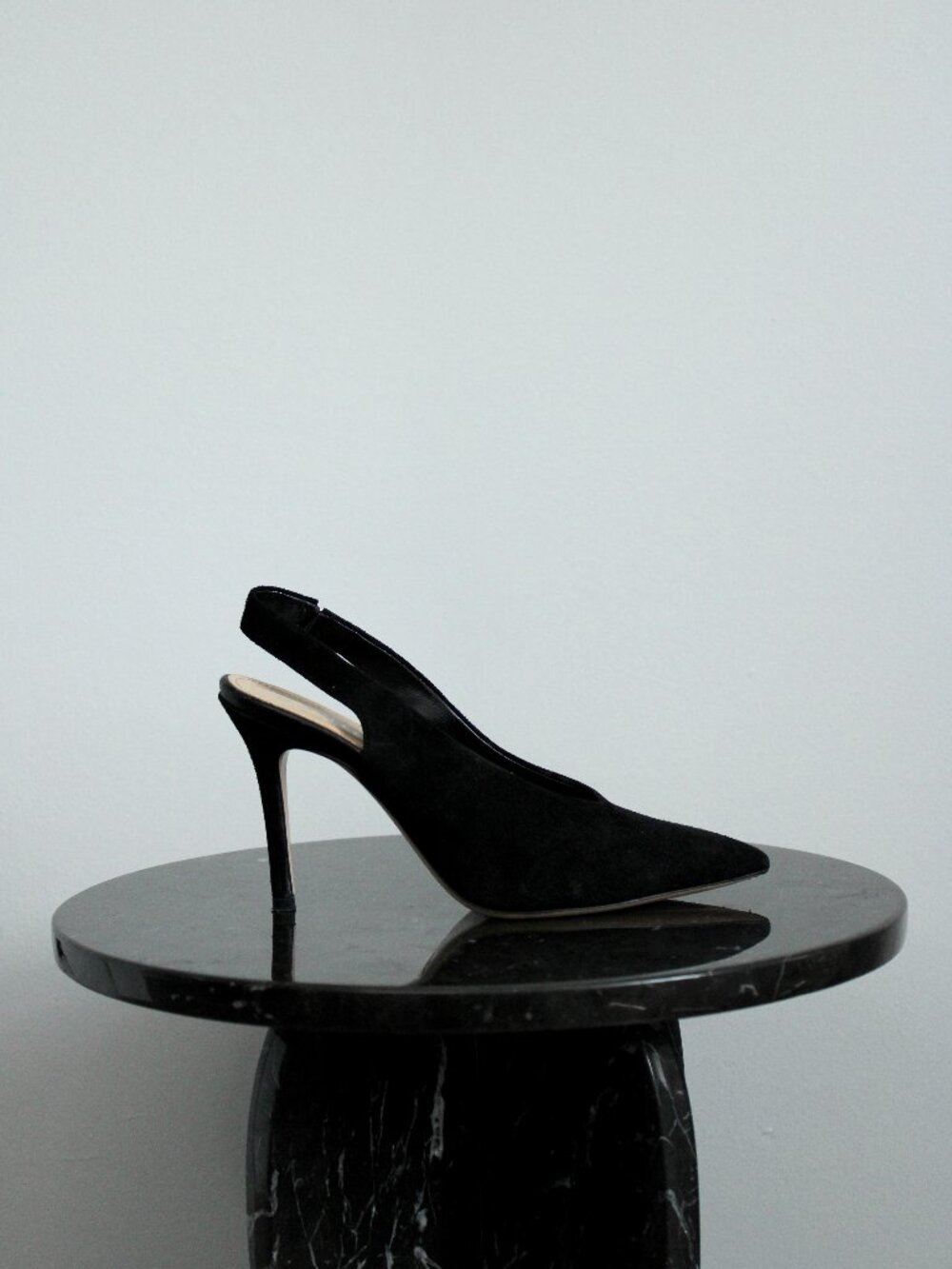 Daniel Pumps Womens 6 Black Suede Pointed Toe Slingback Stiletto Made Italy